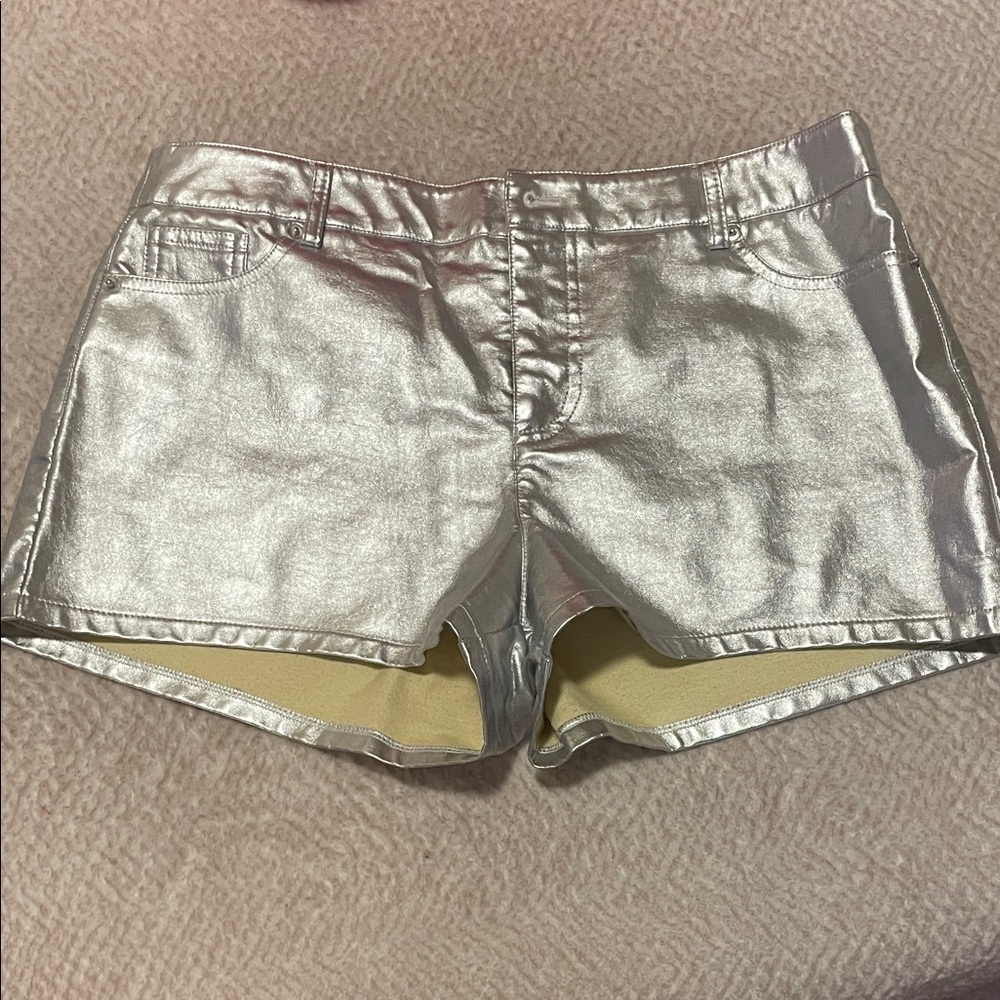 Le Lis Metallic Silver High Waist Shorts